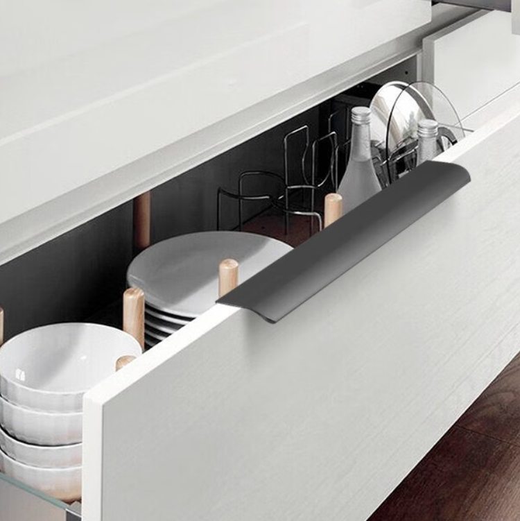 German Style Aluminum Cabinet Pulls, Thickened Oxidation Resistant Handles for Dining Cabinets & Drawers, Minimalist Hardware for Bathroom Vanities - scene view
