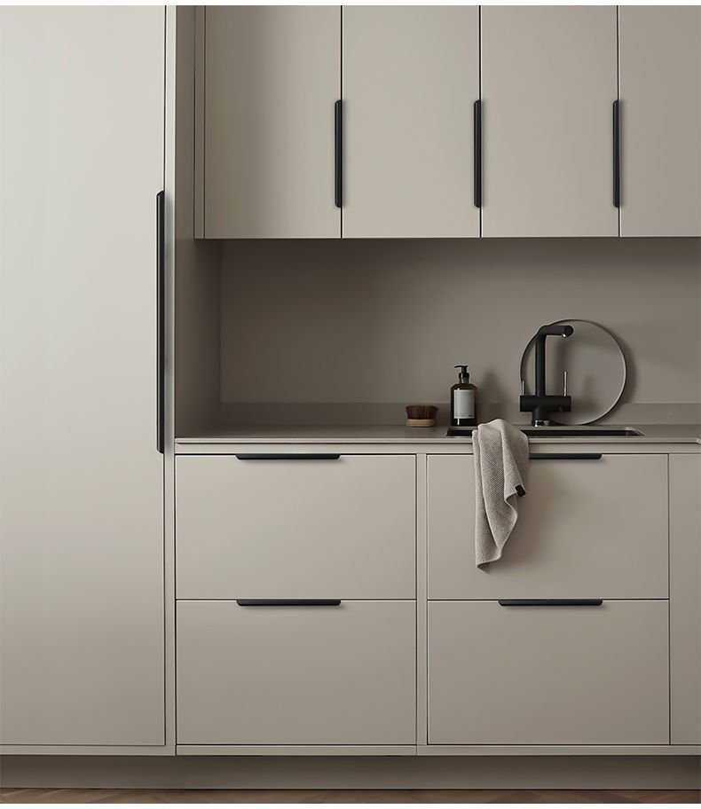German Style Aluminum Cabinet Pulls, Thickened Oxidation Resistant Handles for Dining Cabinets & Drawers, Minimalist Hardware for Bathroom Vanities - scene view