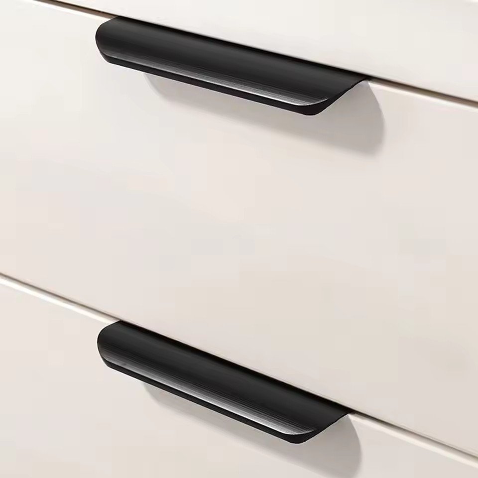 Modern Style 64 MM Concealed Finger Edge Drawer Pull Handle Black Aluminum Profile for Cabinets for Living Room Warehouse - scene view